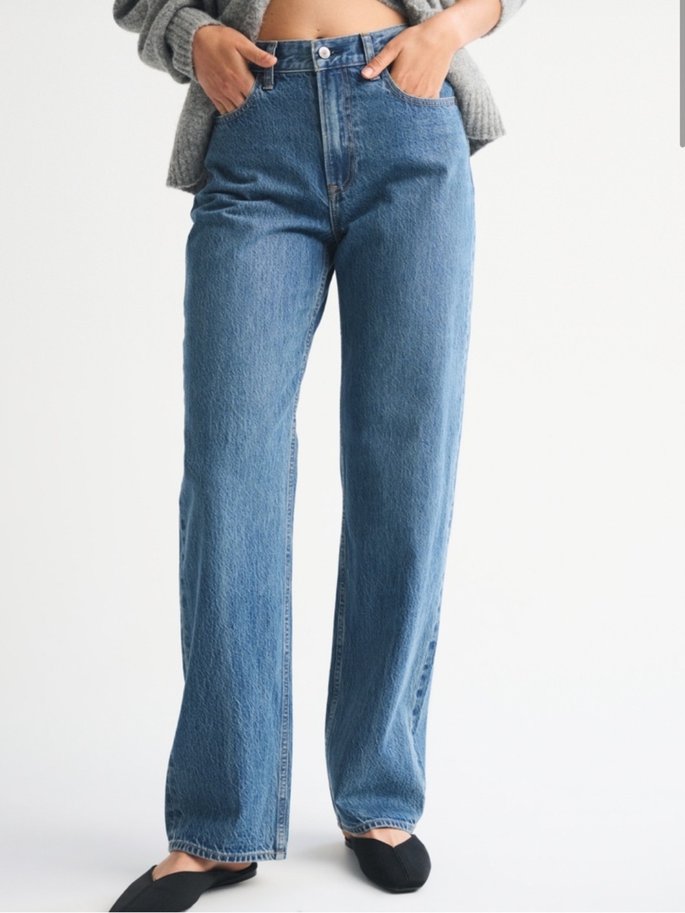 Abercrombie & Fitch High Rise Loose Medium Blue Jeans